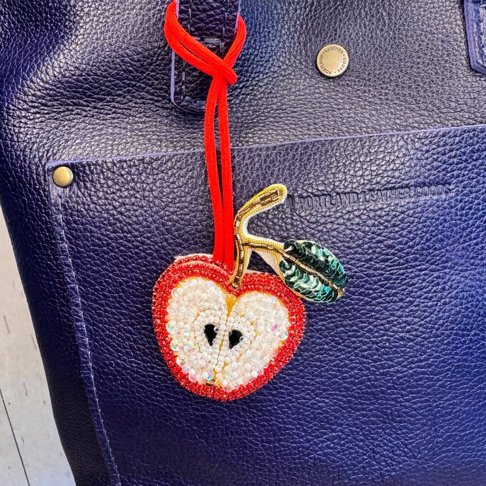 Apple Bag Charm Red Apple Fruit Purse Charm NEW FAST SHIP Beaded Charms